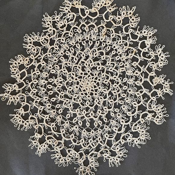 Antique Lace Medallion11.5" Tatted Lace Doily - Picture 1 of 5